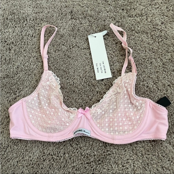 BoutineLA Lace bow bra dusty pink - Picture 1 of 4